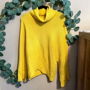 MOTH Yellow Asymmetrical Turtleneck Pullover Sweater Size Small Casual fall
